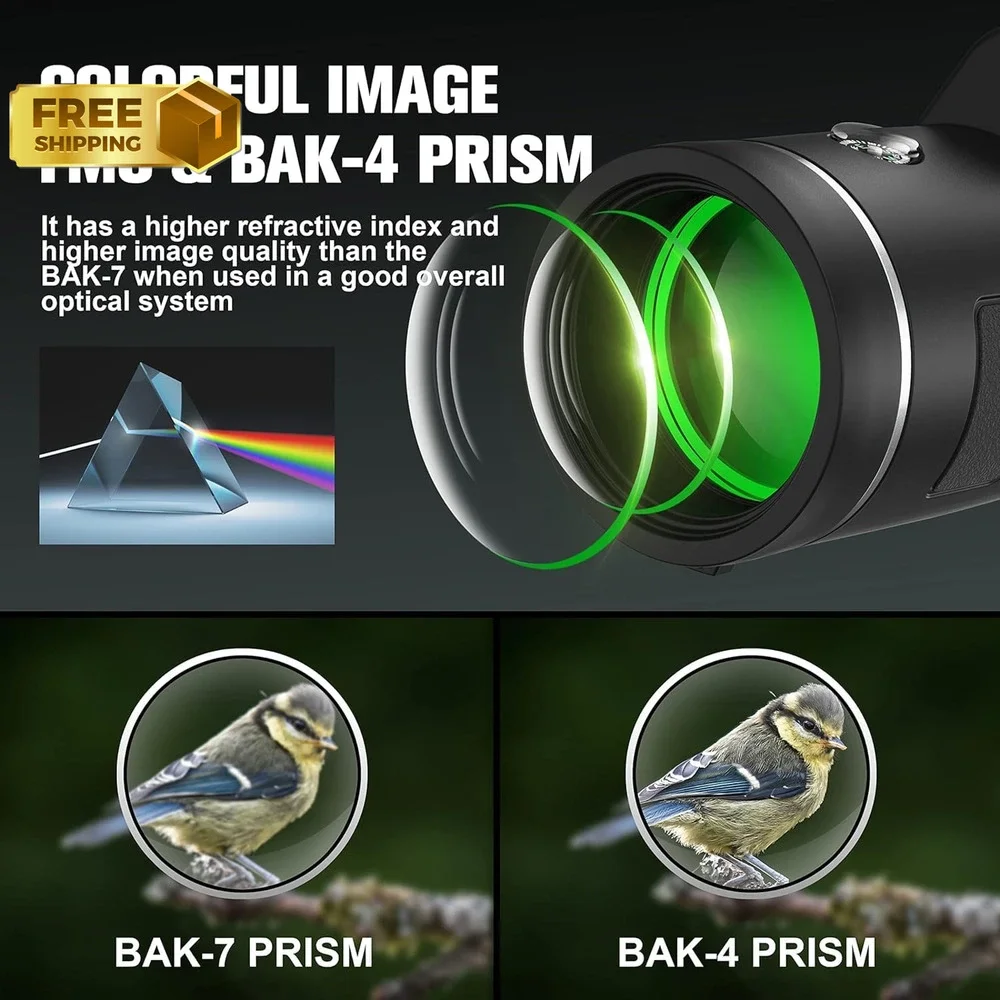 High Definition Monocular Telescope Wildlife Hunting Camping Travelling Adapter